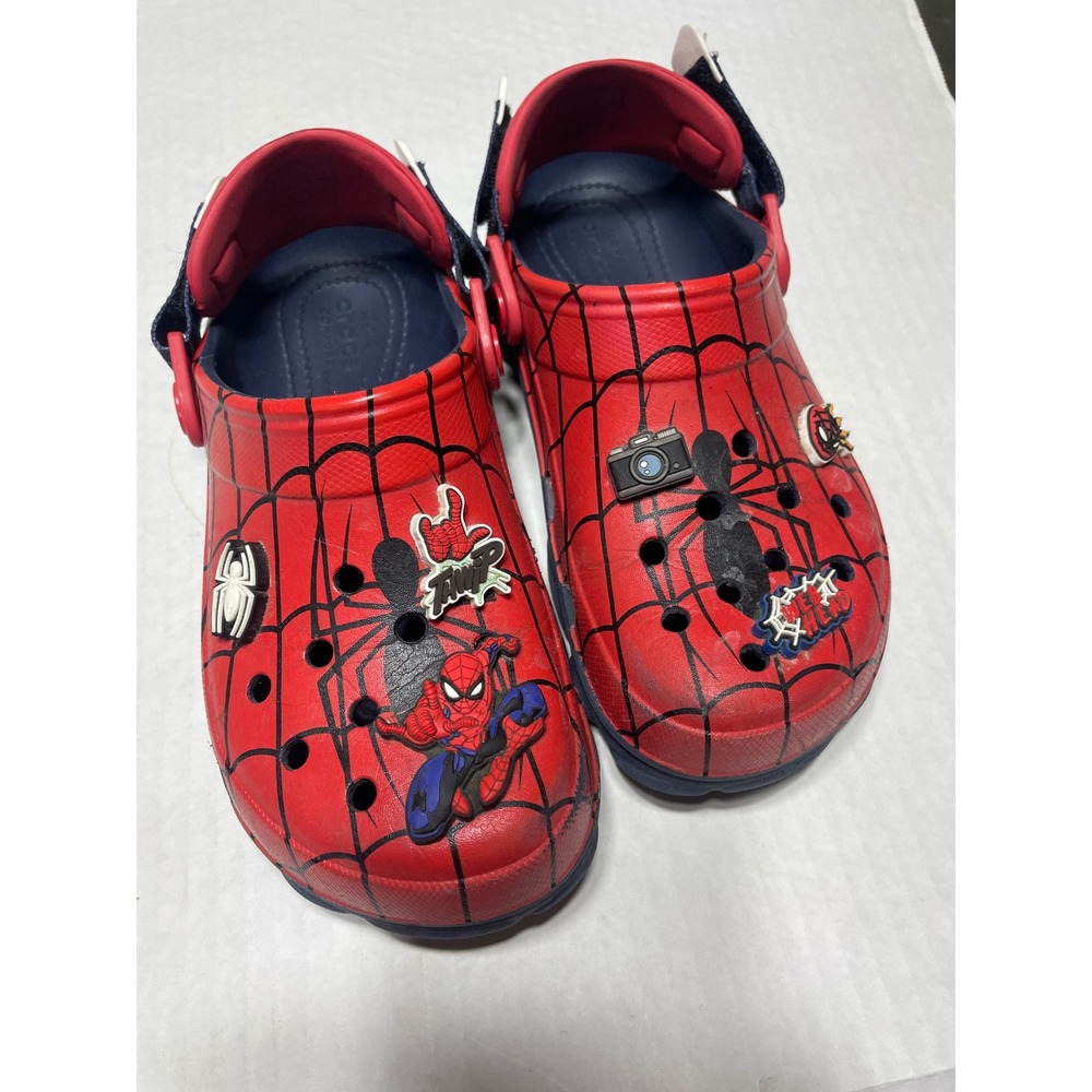 Crocs All-Terrain Marvel Spider-Man Clogs Red Navy Blue J4 Kids Boys 209376-680‎